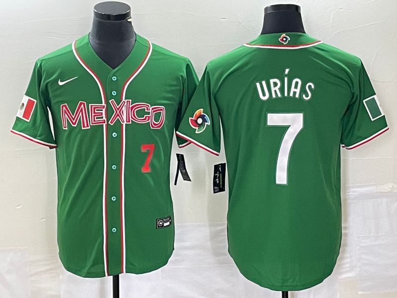 Men 2023 World Cub Mexico #7 Urias Green white Nike MLB Jersey4